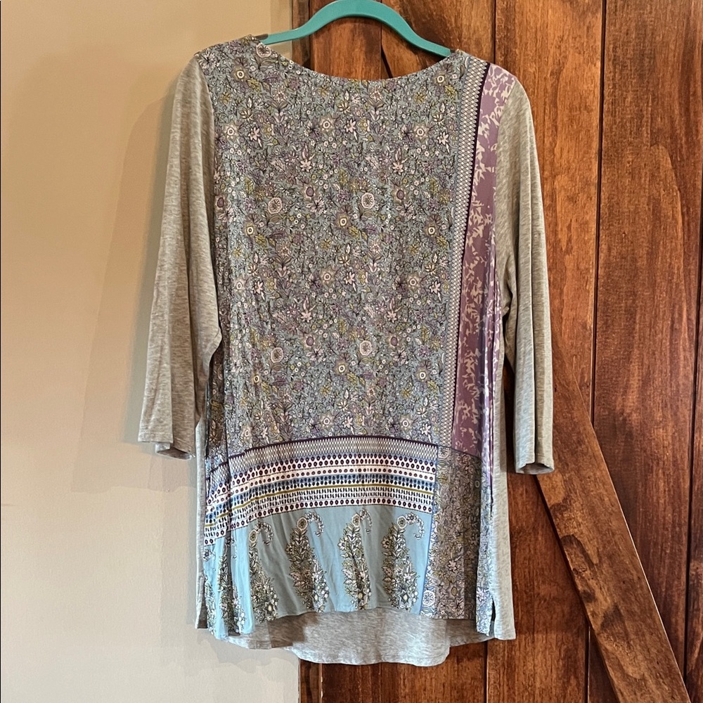 J. Jill Gray and Purple Floral Blouse